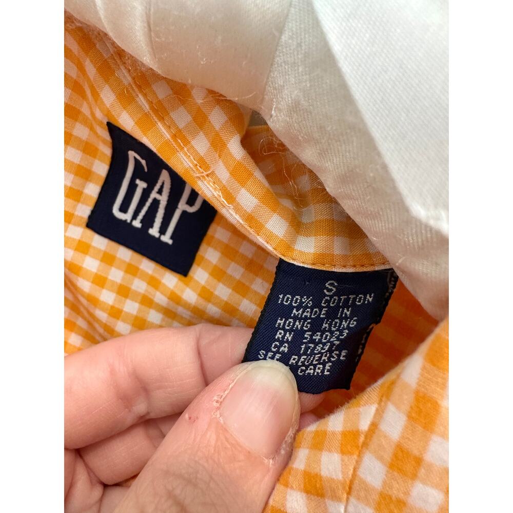 Gap | Yellow Gingham Check Button Down Shirt 100%… - image 5